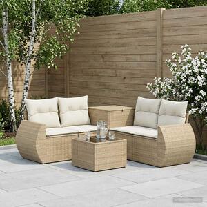 VidaXL Kanapé Szett 6 db Beige és Krémszínű Poli rattan és acél