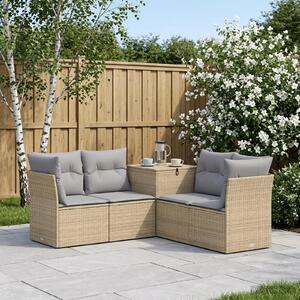 VidaXL Kanapé Szett 5 db Beige és Világosszürke Poli rattan és acél