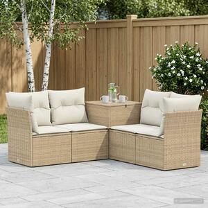 VidaXL Kanapé Szett 5 db Beige és Krémszínű Poli rattan és acél