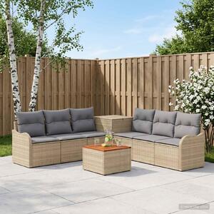 VidaXL Kanapé Szett 8 db Beige és Világosszürke Poli rattan és acél