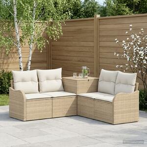 VidaXL Kanapé Szett 5 db Beige és Krémszínű Poli rattan és acél