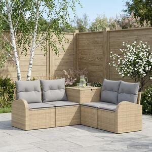 VidaXL Kanapé Szett 5 db Beige és Világosszürke Poli rattan és acél
