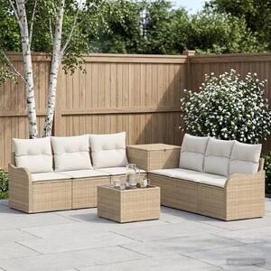 VidaXL Kanapé Szett 8 db Beige és Krémszínű Poli rattan és acél