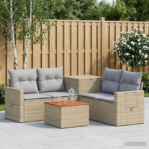 VidaXL Kanapé Szett 6 db Beige és Világosszürke Poli rattan és acél