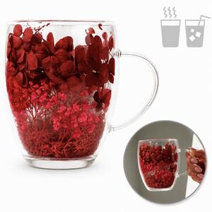 JAKS Ruby duplafalú hőálló üvegpohár virágokkal 300 ml – 1 db