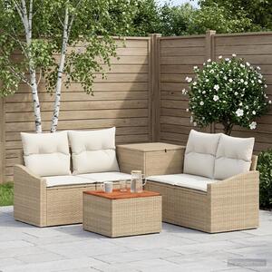 VidaXL Kanapé Szett 6 db Beige és Krémszínű Poli rattan és acél
