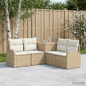 VidaXL Kanapé Szett 5 db Beige és Krémszínű Poli rattan és acél