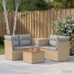 VidaXL Kanapé Szett 6 db Beige és Világosszürke Poli rattan és acél