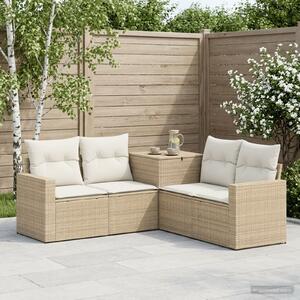VidaXL Kanapé Szett 5 db Beige és Krémszínű Poli rattan és acél