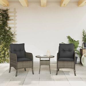 VidaXL 2 db szürke polyrattan kerti szék párnával