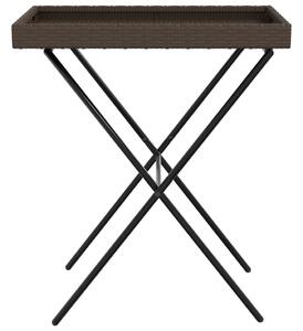 VidaXL barna összecsukható polyrattan tálcaasztal 65 x 40 x 75 cm