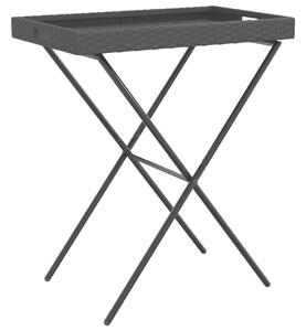VidaXL fekete összecsukható polyrattan tálcaasztal 65 x 40 x 75 cm