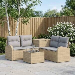 VidaXL Kanapé Szett 6 db Beige és Világosszürke Poli rattan és acél