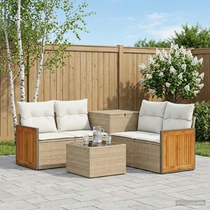 VidaXL Kanapé Szett 6 db Beige és Krémszínű Poli rattan és acél