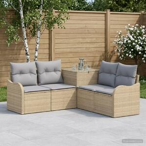 VidaXL Kanapé Szett 5 db Beige és Világosszürke Poli rattan és acél