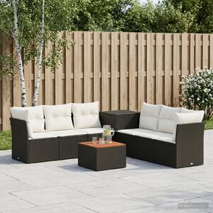 VidaXL Kanapé Szett 8 db Fekete és krémfehér Poli rattan és acél