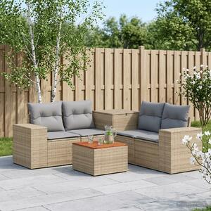 VidaXL Kanapé Szett 6 db Beige és Világosszürke Poli rattan és acél