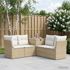 VidaXL Kanapé Szett 5 db Beige és Krémszínű Poli rattan és acél