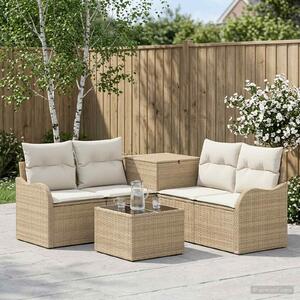 VidaXL Kanapé Szett 6 db Beige és Krémszínű Poli rattan és acél