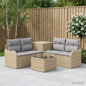 VidaXL Kanapé Szett 6 db Beige és Világosszürke Poli rattan és acél