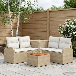 VidaXL Kanapé Szett 6 db Beige és Krémszínű Poli rattan és acél