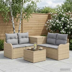 VidaXL Kanapé Szett 6 db Beige és Világosszürke Poli rattan és acél