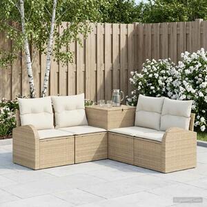 VidaXL Kanapé Szett 5 db Beige és Krémszínű Poli rattan és acél