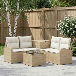 VidaXL Kanapé Szett 6 db Beige és Krémszínű Poli rattan és acél