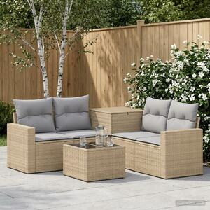 VidaXL Kanapé Szett 6 db Beige és Világosszürke Poli rattan és acél