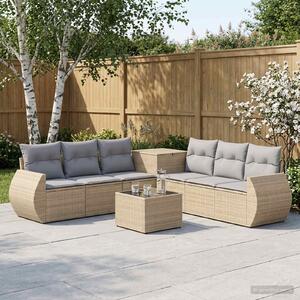 VidaXL Kanapé Szett 8 db Beige és Világosszürke Poli rattan és acél