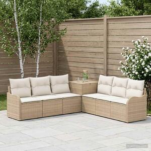 VidaXL Kanapé Szett 7 db Beige és Krémszínű Poli rattan és acél