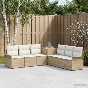 VidaXL Kanapé Szett 7 db Beige és Krémszínű Poli rattan és acél