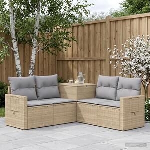 VidaXL Kanapé Szett 5 db Beige és Világosszürke Poli rattan és acél