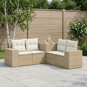 VidaXL Kanapé Szett 5 db Beige és Krémszínű Poli rattan és acél
