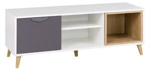 TV asztal/szekrény Juna 10 (fehér + grafit + szürke + lefkas tölgy). 1087406