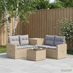 VidaXL Kanapé Szett 6 db Beige és Világosszürke Poli rattan és acél