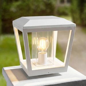 Lucande Dunia talapzati világítás, fehér, fém, 24 cm, E27, IP54, dimmelhető, Fehér / opál, Alumínium, Modern