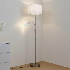Lindby Jaileen álló világítás, fehér, textil, 170 cm, olvasólámpa, Fehér / opál, Nappali / Étkező, fém, Modern