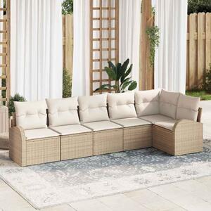 VidaXL Kerti Kanapé Szett 6 db Beige és Fehér polirattan