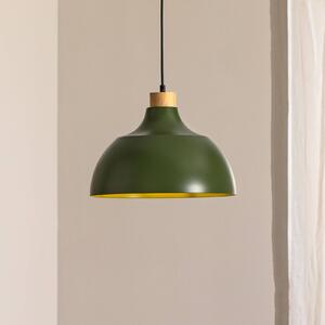 Envostar Kaitt lógó világítás, sötétzöld, Ø 34 cm, fa részletek, dimmelhető, Zöld, Nappali / Étkező, fém, Skandináv