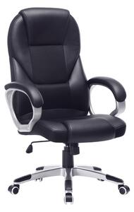 SONGMICS OBG22B ergonomikus forgószék PU bőr fekete görgőkkel