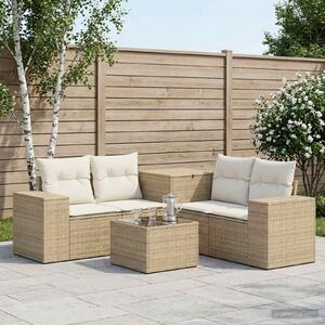 VidaXL Kanapé Szett 6 db Beige és Krémszínű Poli rattan és acél