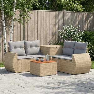 VidaXL Kanapé Szett 6 db Beige és Világosszürke Poli rattan és acél