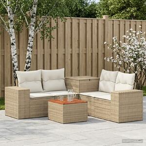 VidaXL Kanapé Szett 6 db Beige és Krémszínű Poli rattan és acél