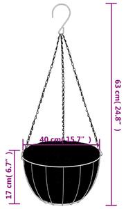 VidaXL 4 db fekete acél függő növénytartó kókusz béléssel Ø 40x63 cm