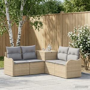 VidaXL Kanapé Szett 5 db Beige és Világosszürke Poli rattan és acél