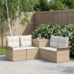VidaXL Kanapé Szett 5 db Beige és Krémszínű Poli rattan és acél
