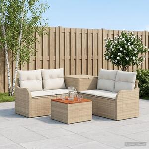 VidaXL Kanapé Szett 6 db Beige és Krémszínű Poli rattan és acél
