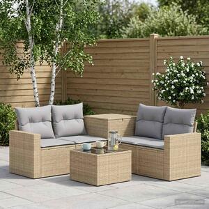 VidaXL Kanapé Szett 6 db Beige és Világosszürke Poli rattan és acél