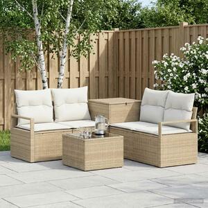 VidaXL Kanapé Szett 6 db Beige és Krémszínű Poli rattan és acél
